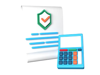 Organized Document Folder With Green Shield Checkmark And Blue Calculator 3d model
