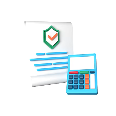 Organized Document Folder With Green Shield Checkmark And Blue Calculator 3d model