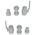Assorted Gray Mechanical Parts With Cylindrical Shapes And Handle Attachments 3d model