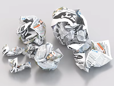 Crumpled Books And Magazines With Textured Paper Background For Design Projects 3d model