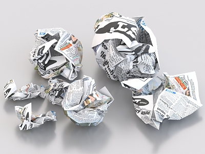 Paper ball waste paper newspaper paper scraps 3d model