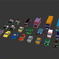 Colorful Toy Cars Collection With Various Types And Different Colors On Dark Background