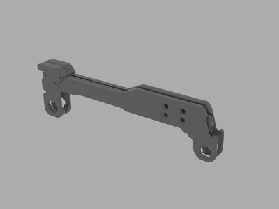 Gray Elongated Mechanical Bracket 3D Model With Holes And Mounting Features 3d model