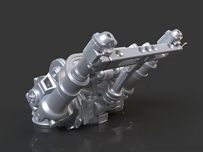 Metallic Mechanical Part With Detailed Structure Smooth Surface And Cylindrical Shafts 3d model