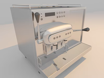 Modern Stainless Steel Espresso Machine Kitchen Appliance With Control Panel And Handles 3d model