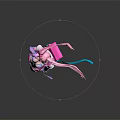 Vibrant Fantasy Character With Pink Long Hair Purple Top Bow Arrow And Colorful Ribbons