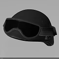 Dark Colored Safety Helmet With Attached Goggles Durable Strap And Comfortable Fit