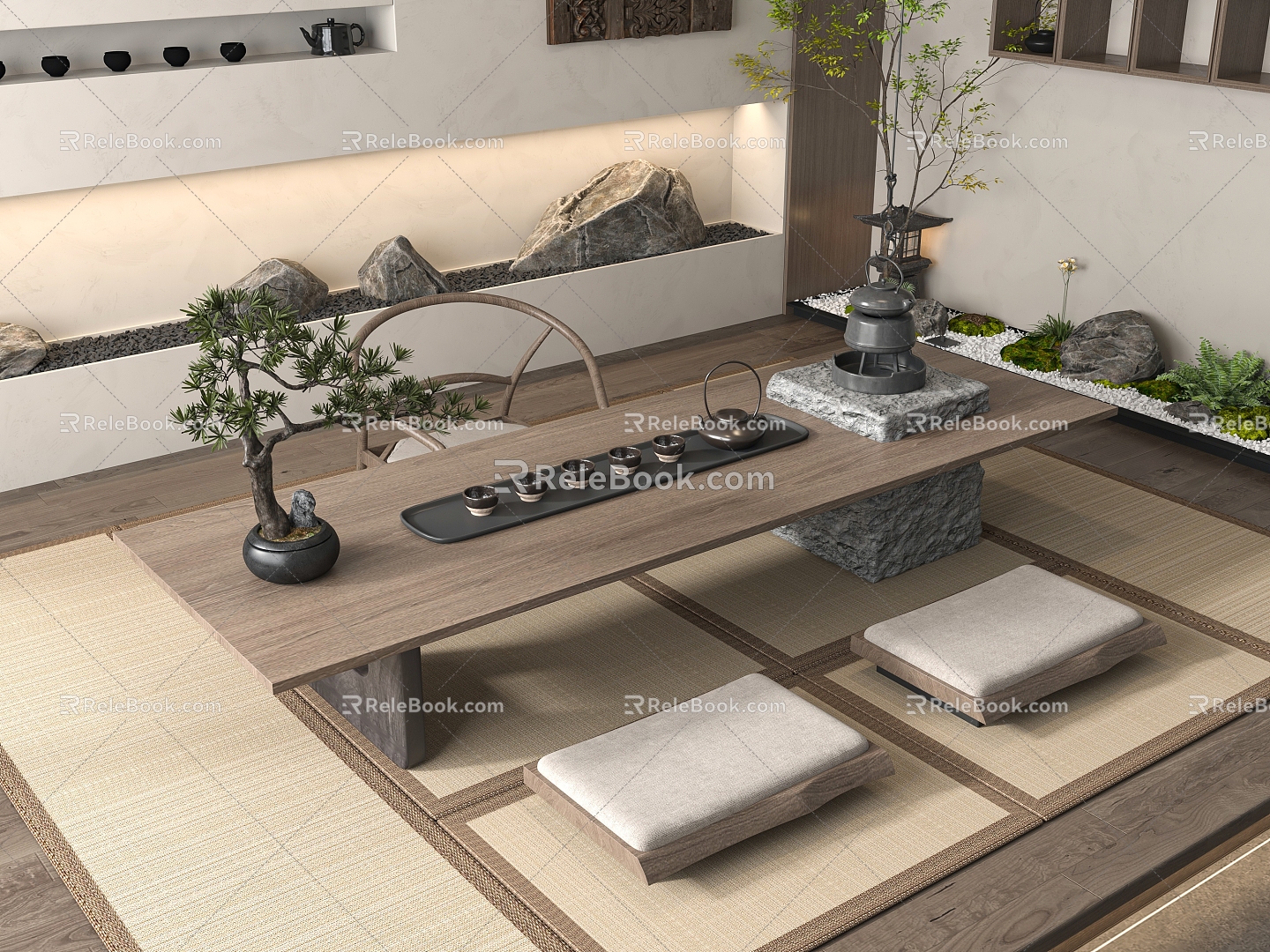 New Chinese Tea Table and Chair 3d model