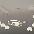 Modern Minimalist Three White Spherical Pendant Lights Hanging from White Ceiling 3d model