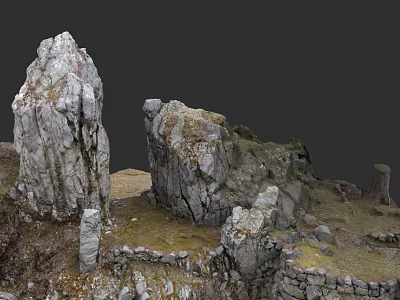 Detailed Micro Terrain Model With Rocky Formations And Mossy Surfaces 3d model