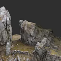 Detailed Micro Terrain Model With Rocky Formations And Mossy Surfaces 3d model
