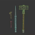 Durable Metal Hand Tools Collection Featuring Hammer Screwdriver And Chisel 3d model