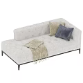 Tufted Light Gray Chaise Lounge With Decorative Pillows And Throw Blanket 3d model