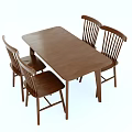 Solid Wood Dining Table with Four Wooden Chairs Simple Design for Dining Room 3d model