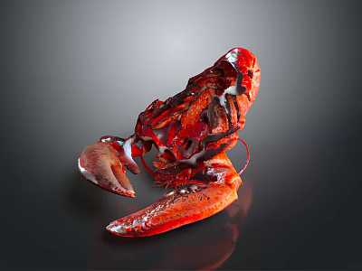 Professional Chef Displaying Cooked Red Lobster With Glistening Shell On Black Background 3d model