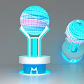 Futuristic Modern Display Shelves With Glowing Sphere And Illuminated Stand Design