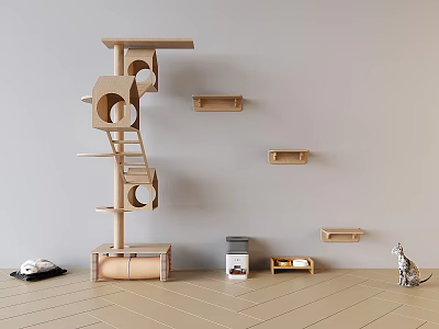 Modern Cat Climbing Rack Pet Cat Climbing Rack Cat Nest Automatic Feeder Cat Toy 3d model