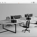 Modern Office Desk Setup With Computers Ergonomic Chairs And Workspace Design 3d model