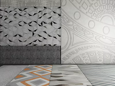 Modern Geometric Square Rugs With Abstract Patterns Lines And Orange Gray Color Design 3d model