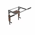 Multifunctional Sports Equipment With Pull Up Bar Ab Bench Brown Leather Seat Black Metal Frame