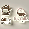 Public Facility Coffee House Design With House Icon Clock And Coffee Time 3d model