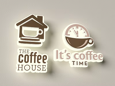 Public Facility Coffee House Design With House Icon Clock And Coffee Time 3d model