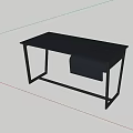 Black Modern Dressing Table with Sleek Top and Metal Frame in Contemporary Style