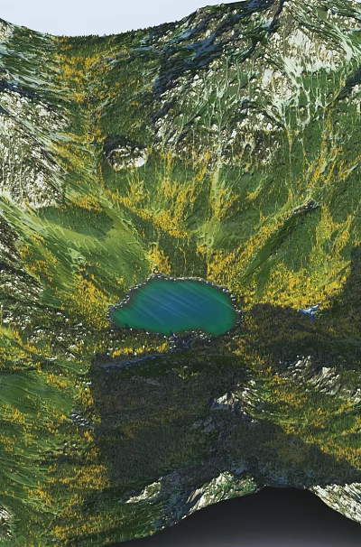 Scenic Mountain Valley Landscape Featuring Blue Lake And Green Yellow Foliage 3d model Scenic Mountain Valley Landscape Featuring Blue Lake And Green Yellow Foliage 3d model