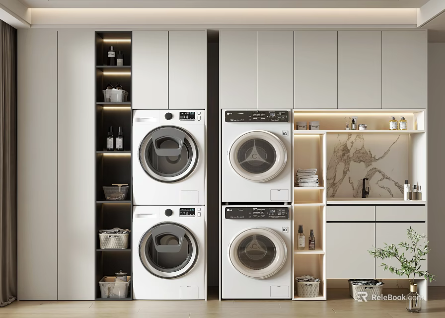 Modern Bathroom Cabinet Rack With Open Shelves And Ample Storage Space 3d model