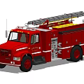 Red Fire Truck Parked In Large Industrial Warehouse With Metal Structure Roof And Ceiling Lights