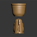 Golden Garden Tools and Containers Arranged on Black Background with Reflective Surfaces