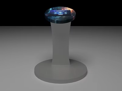 DP Device Modern Display Stand With Circular Top Screen And Gray Base 3d model