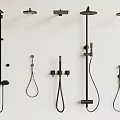 Black Shower Heads With Various Designs And Wall Mounted Features For Bathroom 3d model