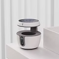 Smart Machine Humidifier White And Gray Modern Compact Design On White Countertop With Speckled Box