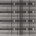 Black Pipes Neatly Arranged On Light Colored Background With White Square Connectors