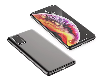 Two Sleek Smartphones With Front Color Display And Black Back Camera Design 3d model