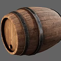 Rustic Wooden Barrel With Metal Hoops And Distressed Texture Design