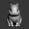 Adorable White Rabbit Toy With Black Ears In Sitting Pose On Dark Background