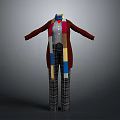 Stylish Winter Outfit With Brown Coat Red Shirt Plaid Pants And Colorful Scarf
