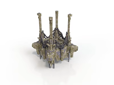 Ornate Scene Component With Intricate Stone Pillars And Decorative Framework 3d model
