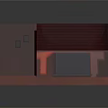 Cartoon Style Attic Room With Red Toned Wooden Table Candles Books And Computer Chair