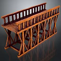 Detailed Wooden Bridge Model With X Shaped Support Frames And Railings