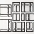 Assorted Window Frame Designs With Various Sizes And Decorative Patterns 3d model