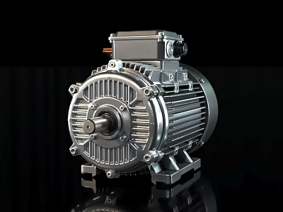 Efficient Office Appliance Electric Motor With Metal Structure And Heat Sink 3d model