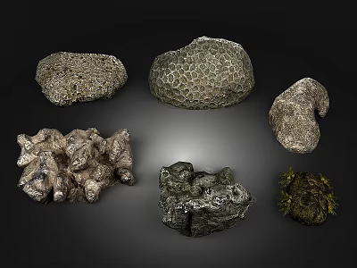 Natural Looking Decorative Rockery Stones With Various Textured Shapes For Garden Landscaping 3d model