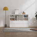 Modern Minimalist White Display Cabinet With Open Shelves And Drawers For Living Room Decor Storage