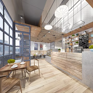 Industrial LOFT Cafe 3d model