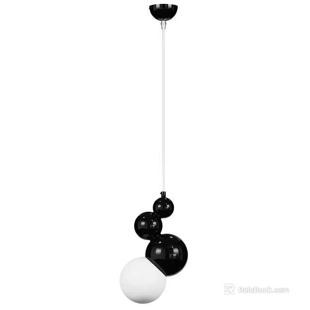 Modern Minimalist Black Spherical Pendant Light With Multi Ball Design For Interior Decor 3d model