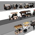 Various Street Food Carts With Awnings Tables And Different Design Styles