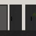 Three Modern Dark Security Doors Featuring Stylish Handles And Panel Designs 3d model